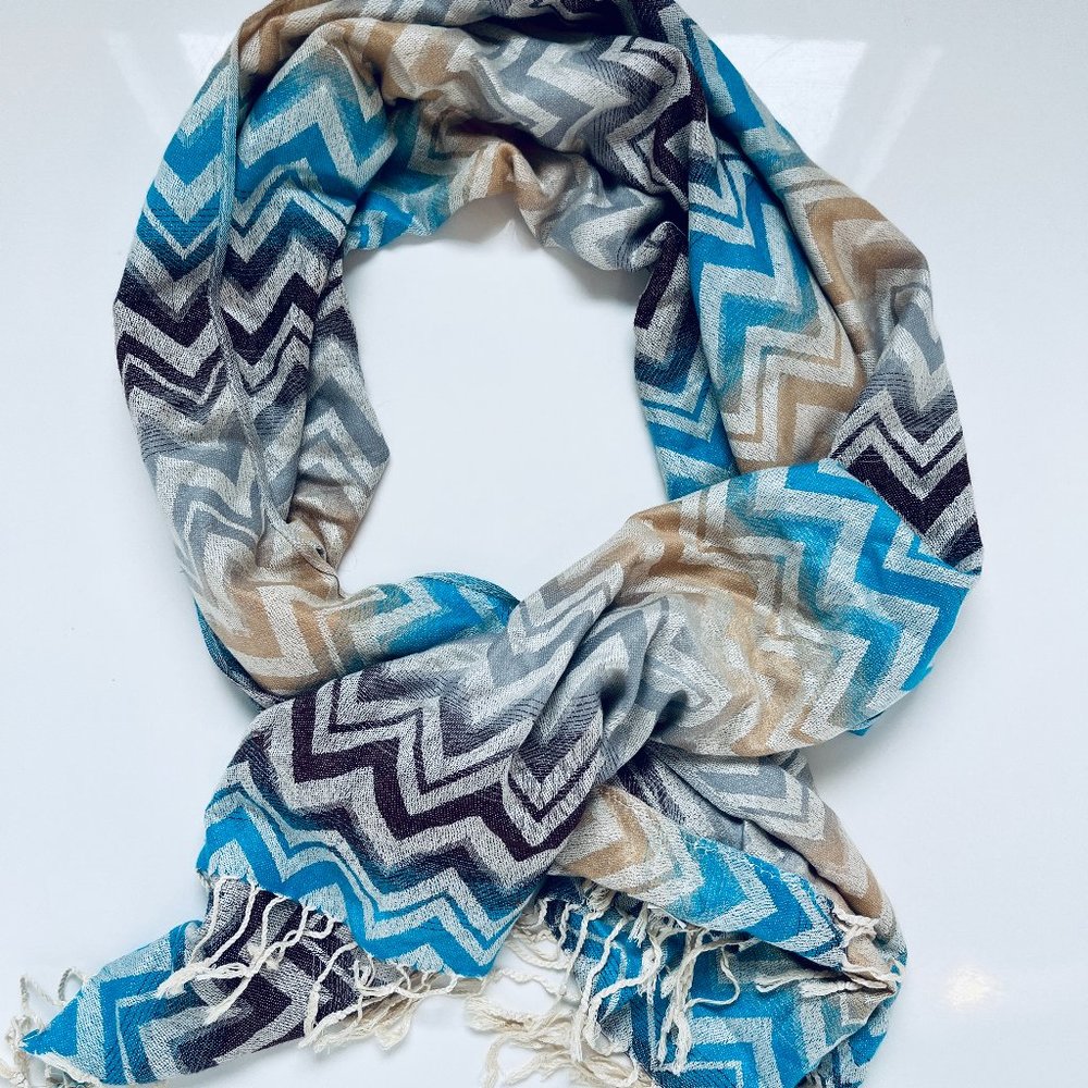 100% Pashmina Scarf- Patterned with Fringe